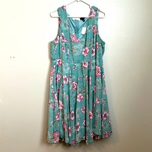 Torrid Floral Teal Sleeveless Dress size 18 NWT